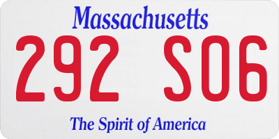 MA license plate 292SO6
