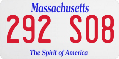 MA license plate 292SO8