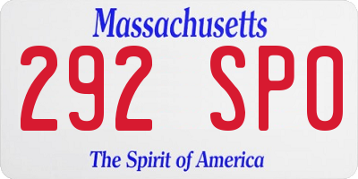 MA license plate 292SP0