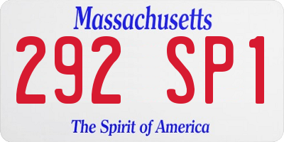 MA license plate 292SP1