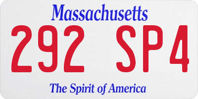 MA license plate 292SP4