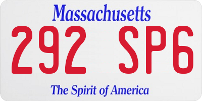 MA license plate 292SP6