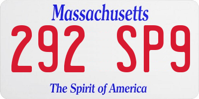 MA license plate 292SP9