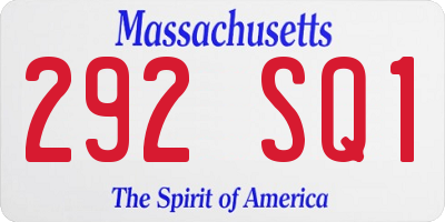 MA license plate 292SQ1