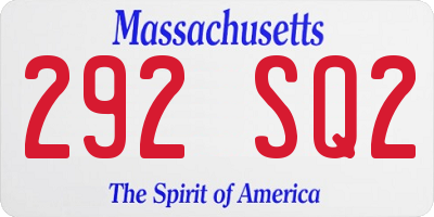 MA license plate 292SQ2