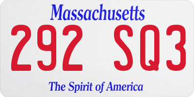 MA license plate 292SQ3