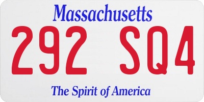 MA license plate 292SQ4