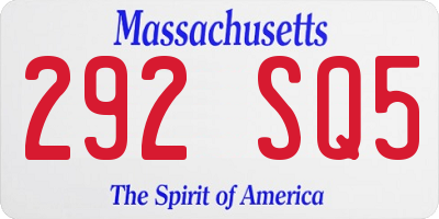 MA license plate 292SQ5