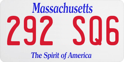 MA license plate 292SQ6