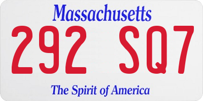 MA license plate 292SQ7