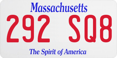 MA license plate 292SQ8