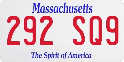 MA license plate 292SQ9