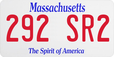 MA license plate 292SR2