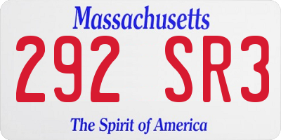 MA license plate 292SR3
