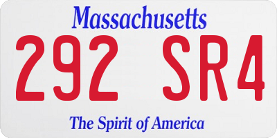 MA license plate 292SR4