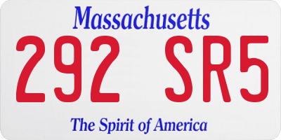 MA license plate 292SR5