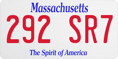MA license plate 292SR7