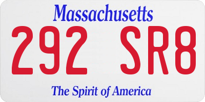 MA license plate 292SR8