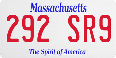 MA license plate 292SR9