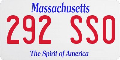 MA license plate 292SS0
