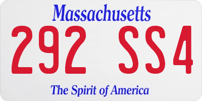 MA license plate 292SS4