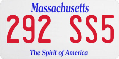 MA license plate 292SS5