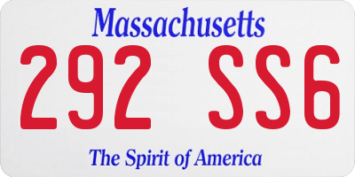 MA license plate 292SS6