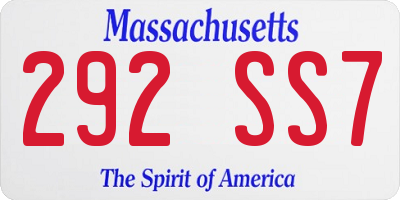 MA license plate 292SS7