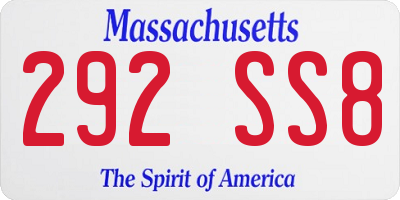 MA license plate 292SS8