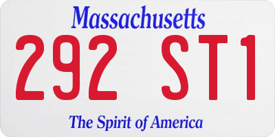 MA license plate 292ST1