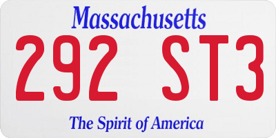 MA license plate 292ST3