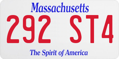 MA license plate 292ST4