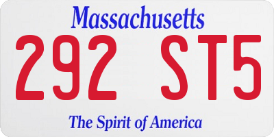 MA license plate 292ST5