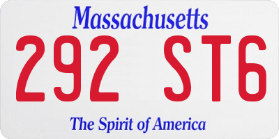 MA license plate 292ST6