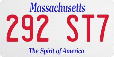 MA license plate 292ST7