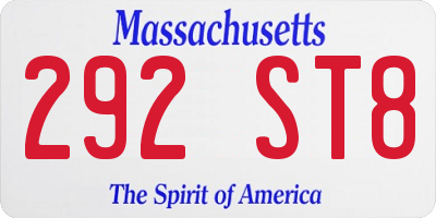 MA license plate 292ST8