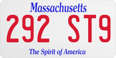 MA license plate 292ST9