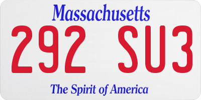 MA license plate 292SU3