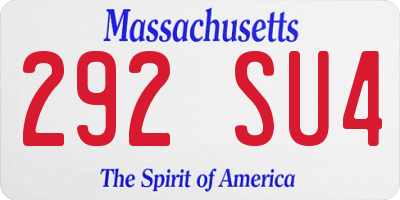 MA license plate 292SU4