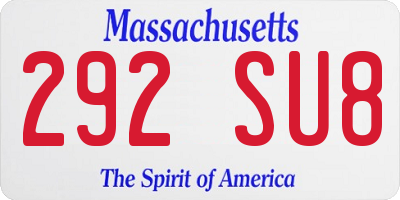 MA license plate 292SU8