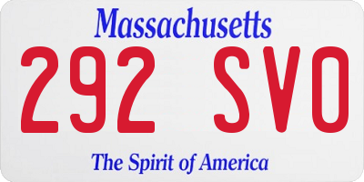 MA license plate 292SV0