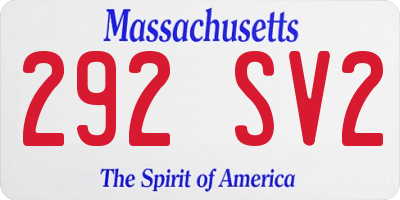 MA license plate 292SV2