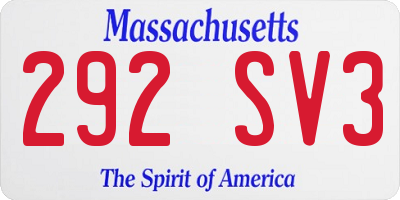MA license plate 292SV3