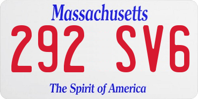 MA license plate 292SV6