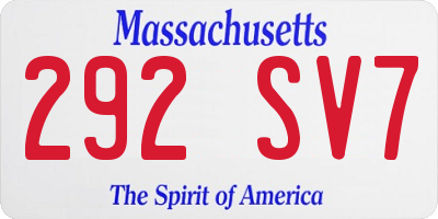 MA license plate 292SV7