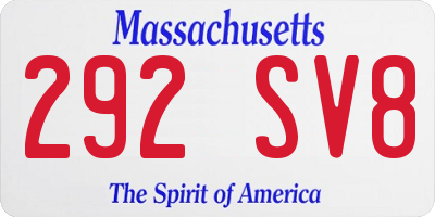 MA license plate 292SV8
