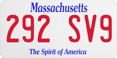 MA license plate 292SV9