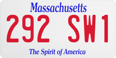 MA license plate 292SW1