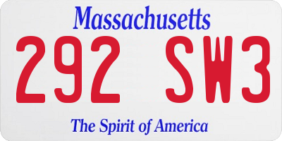 MA license plate 292SW3