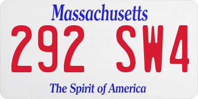 MA license plate 292SW4